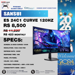 SANSUI (ES-24C1) Curved Monitor 24 inch 120Hz USB Type-C Computer Monitor with Built-in Speakers- MPRT 1ms,Adaptive Sync,HDR,1500R,VESA 75x75mm Compatible, for Home and Office