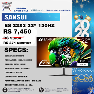 SANSUI 22 Inch ES-22X3120Hz Monitor, FHD Computer Monitor 4000:1 Contrast Ratio with Adaptive Sync, HDR 100% sRGB, HDMI x 2, VESA Mount, Eye Care for Home/Office (ES-22X3, One HDMI Cable Included).