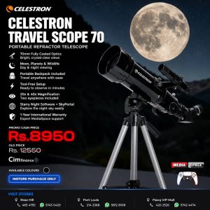 Celestron Travel Scope 70 Portable Refractor Telescope – 70mm/400mm Aperture, Fully-Coated Glass Optics – Includes Tripod, Backpack & Software – Ideal for Beginners & Travel