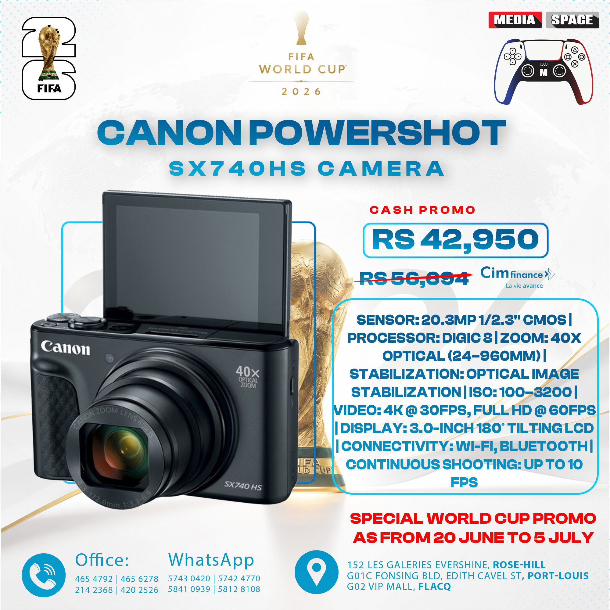 Canon PowerShot SX740 HS Camera with 40x Optical Zoom and 20.3
