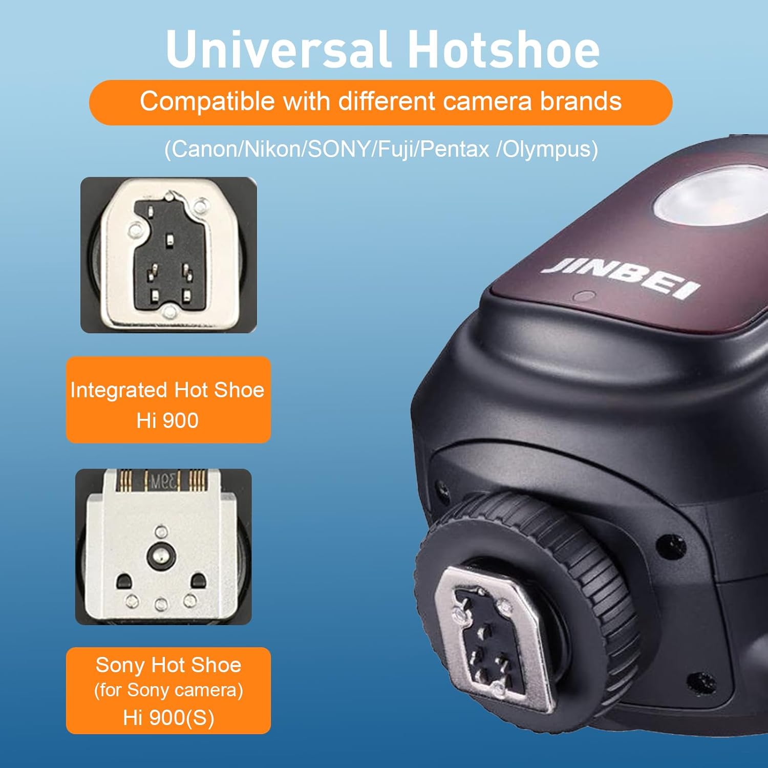 Jinbei HI-900 Speedlite Camera Flash, 2.4G HSS1/8000 high-Speed sync, 2500mAh Large-Capacity Battery GN60, 80Ws Power Compatible with Canon, Nikon, Fuji, Panasonic, Olympus Digital SLR Cameras - Image 4