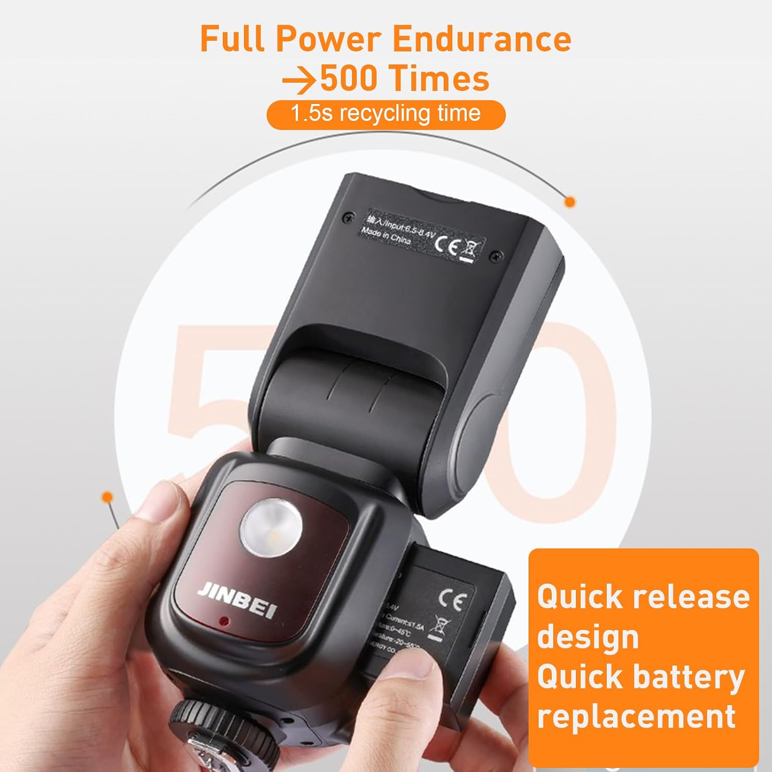 Jinbei HI-900 Speedlite Camera Flash, 2.4G HSS1/8000 high-Speed sync, 2500mAh Large-Capacity Battery GN60, 80Ws Power Compatible with Canon, Nikon, Fuji, Panasonic, Olympus Digital SLR Cameras - Image 5