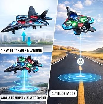 VELOCITY 360° Circling Colorful Lights RC Fighter Jet Durable Foam Plane Toy with Light 2.4G Stunt EPP Safe Rc Airplane for Kids Gifts - Image 3