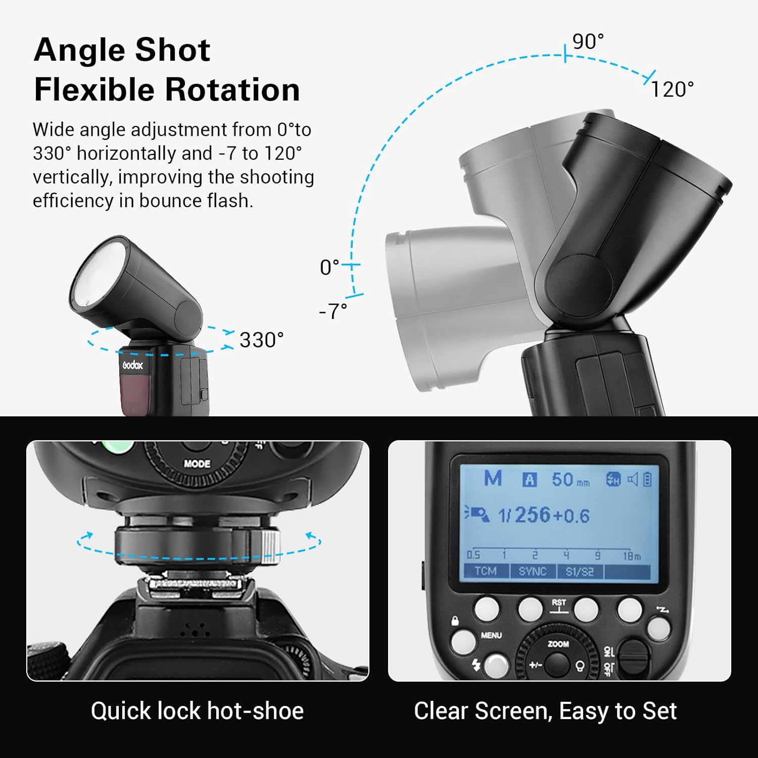 GODOX V1 V1-S Flash for Sony Cameras, 76Ws 2.4G TTL Speedlite for Sony Speedlight HSS 1/8000s, 480 Full Power Shots, Rechargeable Li-ion Battery, 1.5s Recycle Time, 10 Levels LED Modeling Lamp - Image 8