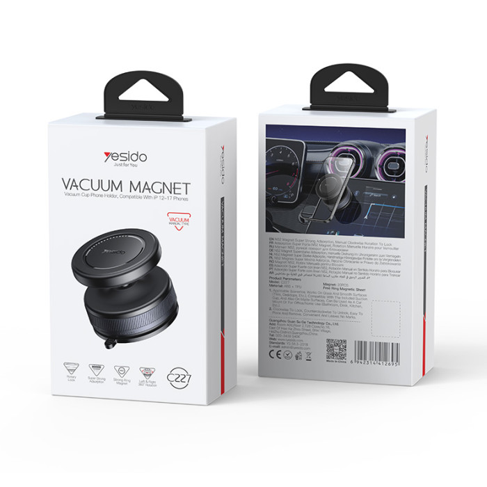 Yesido Magnet Wireless Vacuum Suction Cup Black C310 - Image 5