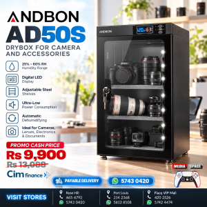 Andbon AD50S Dry Cabinet Box 50L Liters Digital Display with Automatic Humidity Controller, Auxiliary