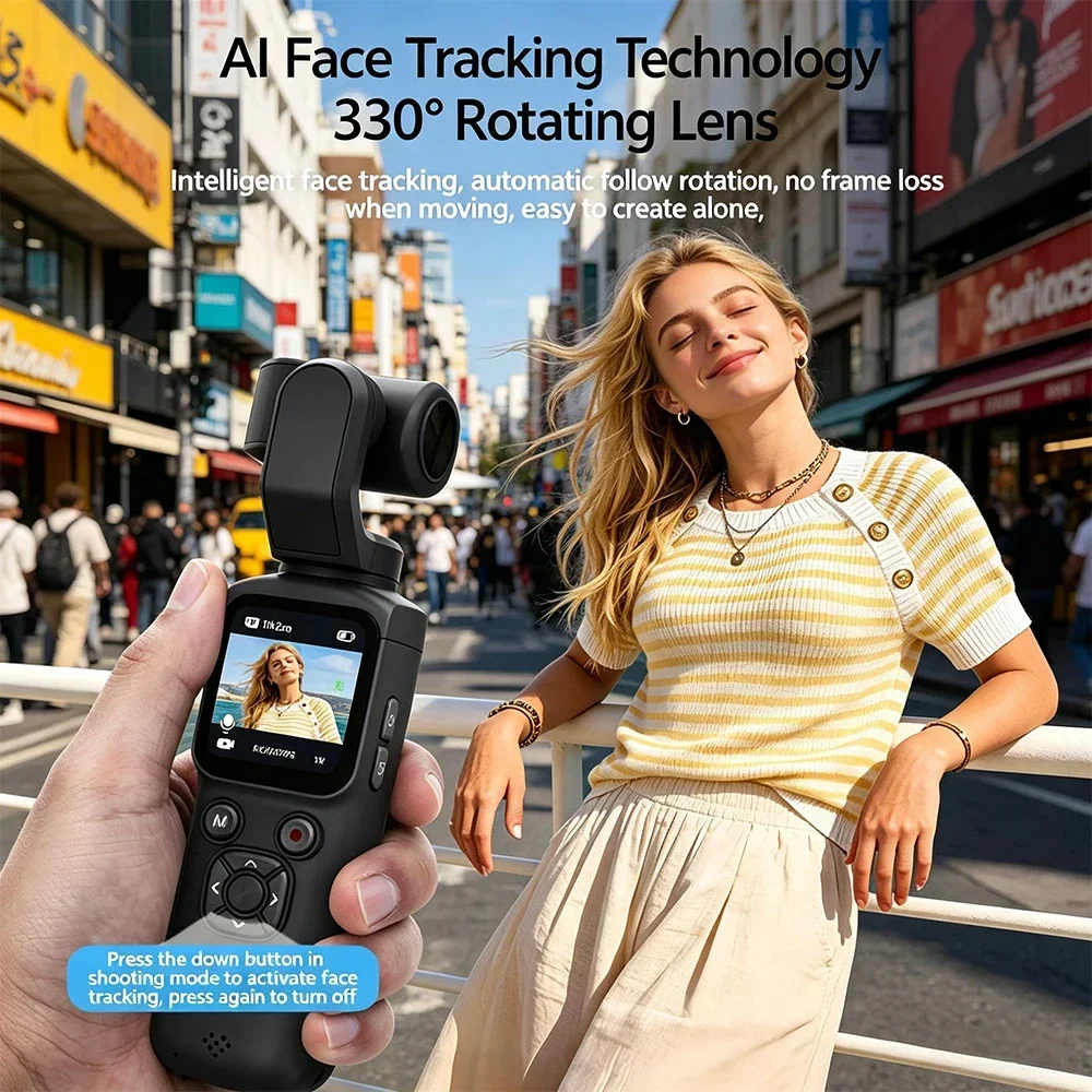 4K Pocket Camera for Vlogging,75MP Vlogging Camera with 330 Rotating Lens | WiFi,1.72" Touch Screen,Face Tracking,16GB TF Card & Tripod,Pocket Video Camera for Daily Recording - Image 3