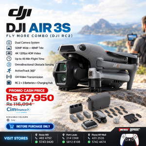 DJI Air 3S Fly More Combo, Drone with 1" CMOS Wide-Angle & Medium Tele Camera for Adults, 4K/60fps, Omnidirectional Sensing & 3 Batteries for Extended Flight Time