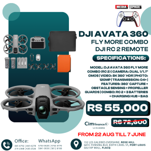 DJI Avata 360 Fly More Combo (RC 2), 360° Drone With 1-Inch 8K 360° Imaging for FPV & Aerial Filming, 360° Camera Drone With Propeller Guard. Includes RC 2 for Precise Control and Three Batterie