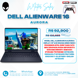 Dell Alienware 16 Aurora Gaming Laptop, 16" 2.5K 120Hz ComfortView Plus Display, Intel Core 7 240H, 16GB RAM, 1TB SSD, GeForce RTX 5050 8GB GPU, English KB, Win11, Interstellar Indigo | AC16250