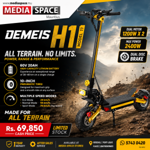 Demeis H1 model 11 electric scooter Dual motor 1200x2 dual disc brakes top speed 75km range 45km