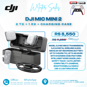 DJI Mic Mini 2  (2 TX + 1 RX + Charging Case), Wireless Lavalier Microphone for iPhone/Camera/Android, Ultralight, Detail-Rich Audio, 48h Use, Noise Cancelling, Automatic Limiting, Vlog, Streaming