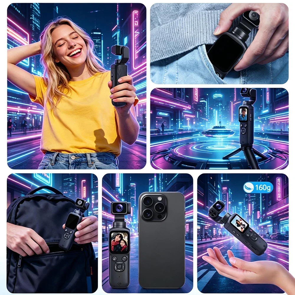 4K Pocket Camera for Vlogging,75MP Vlogging Camera with 330 Rotating Lens | WiFi,1.72" Touch Screen,Face Tracking,16GB TF Card & Tripod,Pocket Video Camera for Daily Recording - Image 7