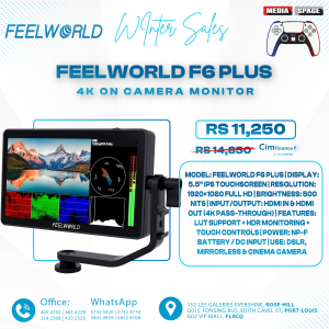 FEELWORLD F6 Plus 6 Inch 450nit Camera Field DSLR Monitor, Touchscreen 4K HDMI in Out 1920x1080 IPS, Supports 3D LUT, HDR, Waveform, Accurate Focus and Expose