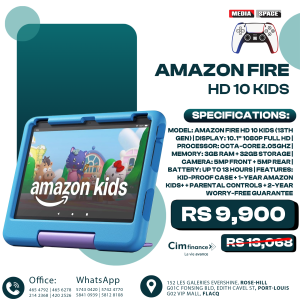 Amazon Fire HD 10 Kids Pro tablet (newest model) ages 6-12. Bright 10.1" HD screen, includes ad-free content, robust parental controls, 13-hr battery and slim case for older kids