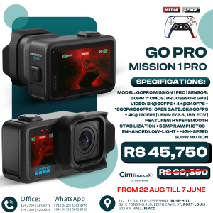 GoPro MISSION 1 PRO - Compact Cinema Action Camera with 8K60 Video, 1" Sensor, Advanced Low Light Performance, 50MP Photos, 960fps Slo-Mo, HyperSmooth Stabilization