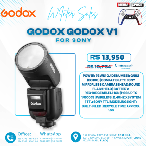 GODOX V1 V1-S Flash for Sony Cameras, 76Ws 2.4G TTL Speedlite for Sony Speedlight HSS 1/8000s, 480 Full Power Shots, Rechargeable Li-ion Battery, 1.5s Recycle Time, 10 Levels LED Modeling Lamp