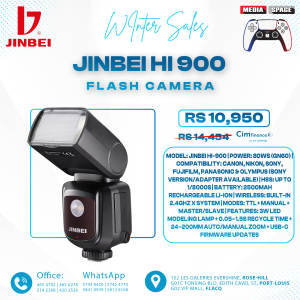 Jinbei HI-900 Speedlite Camera Flash, 2.4G HSS1/8000 high-Speed sync, 2500mAh Large-Capacity Battery GN60, 80Ws Power Compatible with Canon, Nikon, Fuji, Panasonic, Olympus Digital SLR Cameras
