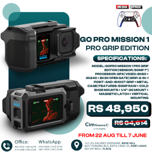 GoPro Mission 1 PRO Grip Edition - Includes Mission 1 PRO Camera, Point-and-Shoot Grip, One Enduro 2 Rechargeable Battery, Removeable Lens Hood, Carrying Case