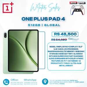 OnePlus Pad 4, Snapdragon® 8 Elite Gen 5 Platform, 33.53cm 13.2" 3.4K Screen, 144Hz Adaptive, 8 Speakers, AI Powered, PC-Level Productivity, 13,380 mAh Battery