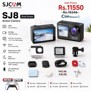 SJCAM SJ8 Dual Screen 16MP 4K30fps Sports Action Camera with Mic | 2.33" Dual Touch Screen Display | 140° Wide-Angle | Super Night Vision | 30m Waterproof |Digital Vlog Camera | Black