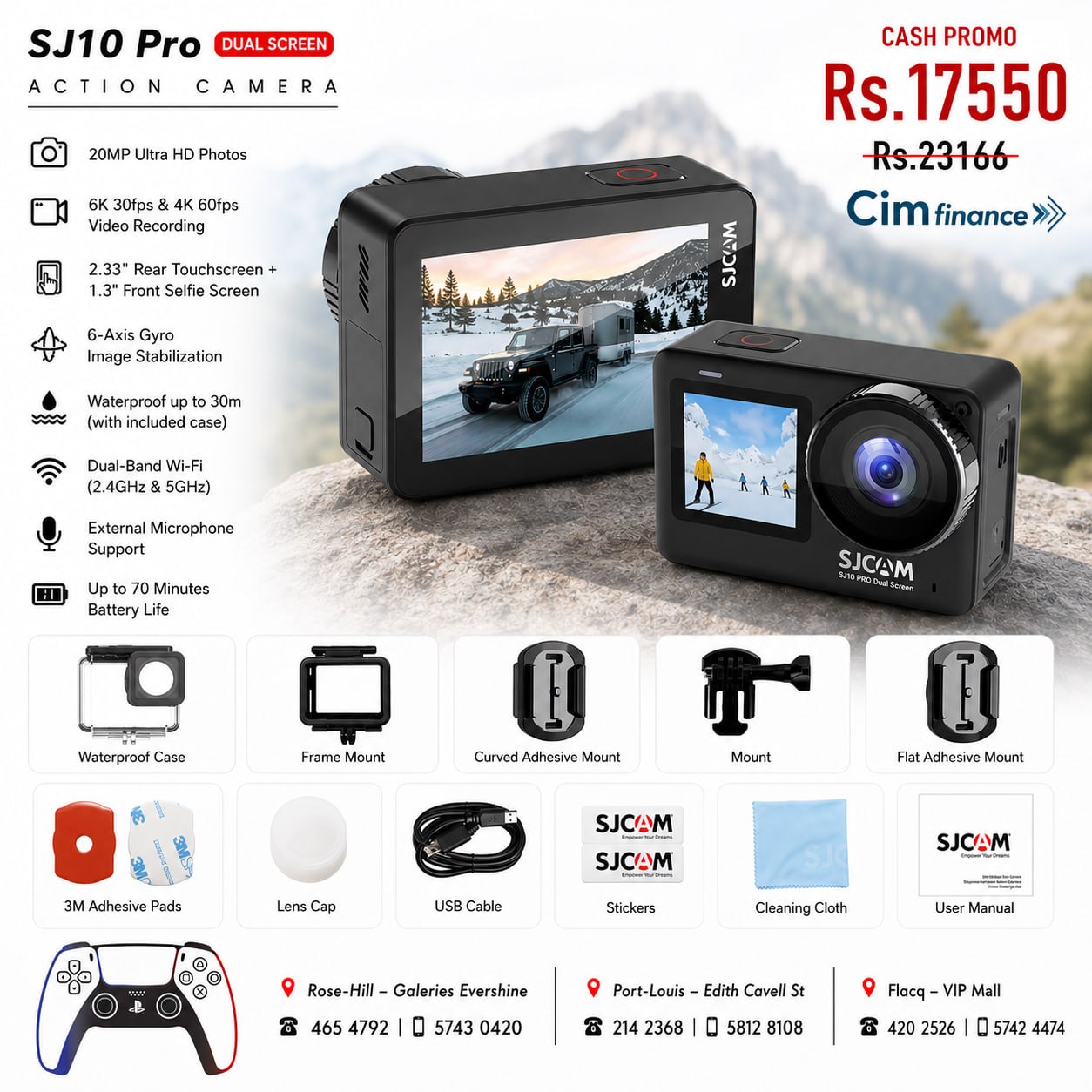 SJCAM | SJCAM SJ10 Pro Action Camera with 4K/60fps Video 6‑Axis Gyro Stabilization 5m Bare Waterproof for Sports Vlogging Cycling Skiing - Image 3