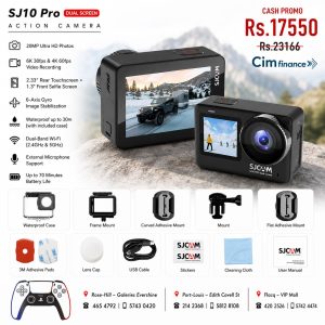 SJCAM | SJCAM SJ10 Pro Action Camera with 4K/60fps Video 6‑Axis Gyro Stabilization 5m Bare Waterproof for Sports Vlogging Cycling Skiing