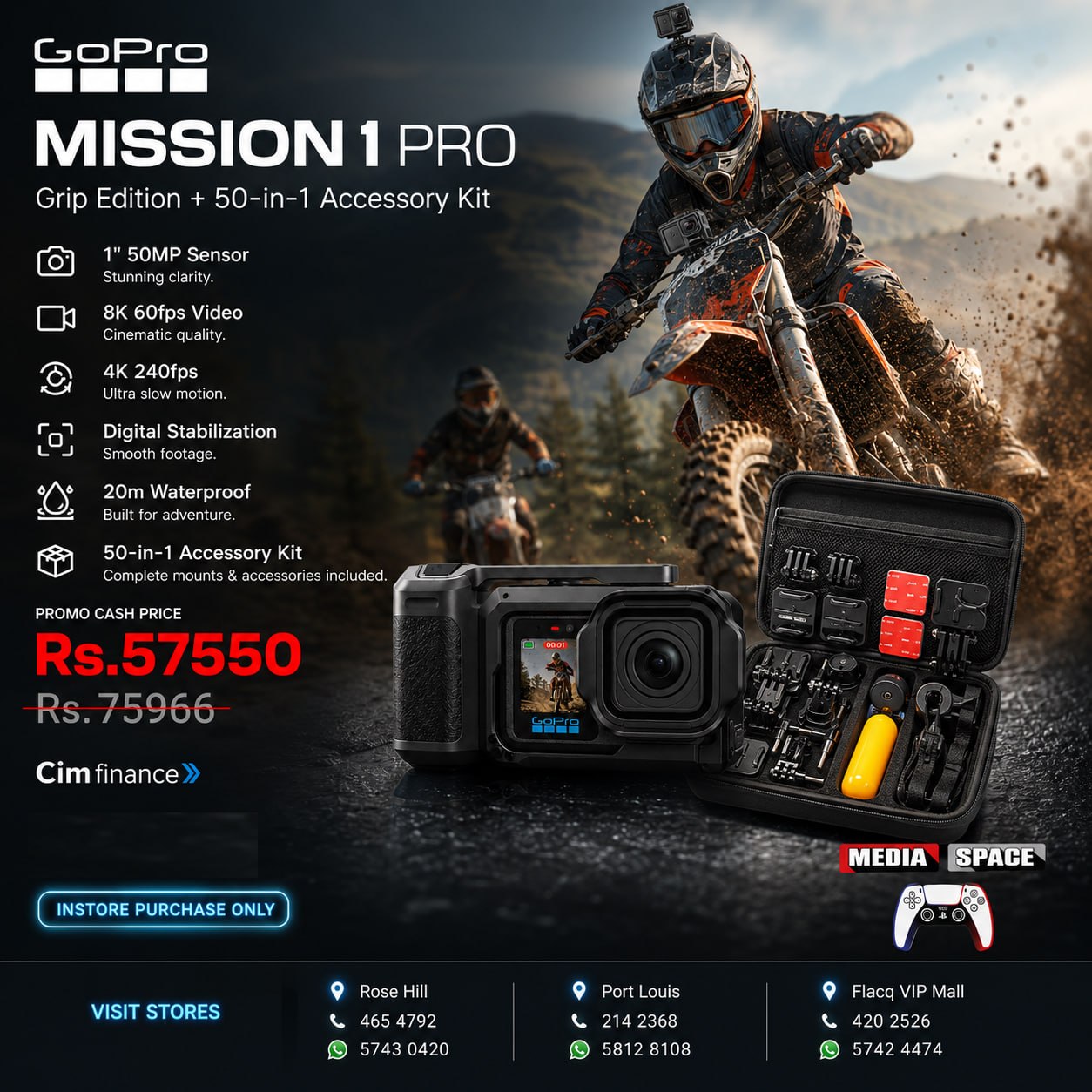 GoPro Mission 1 PRO Grip Edition with 50 in 1 accessory kit
