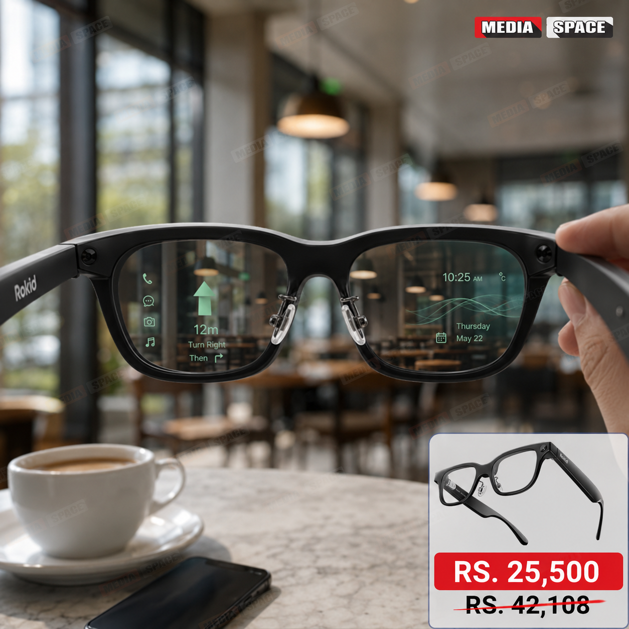 Rokid Rokid AI Smart Glasses RV10112MP Ultra-HD Cam Translation & Open-Ear Audio Sunglasses AR goggles Black 32 GB - Image 2
