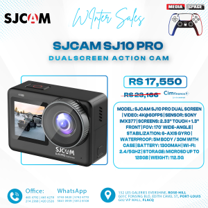 SJCAM | SJCAM SJ10 Pro Action Camera with 4K/60fps Video 6‑Axis Gyro Stabilization 5m Bare Waterproof for Sports Vlogging Cycling Skiing