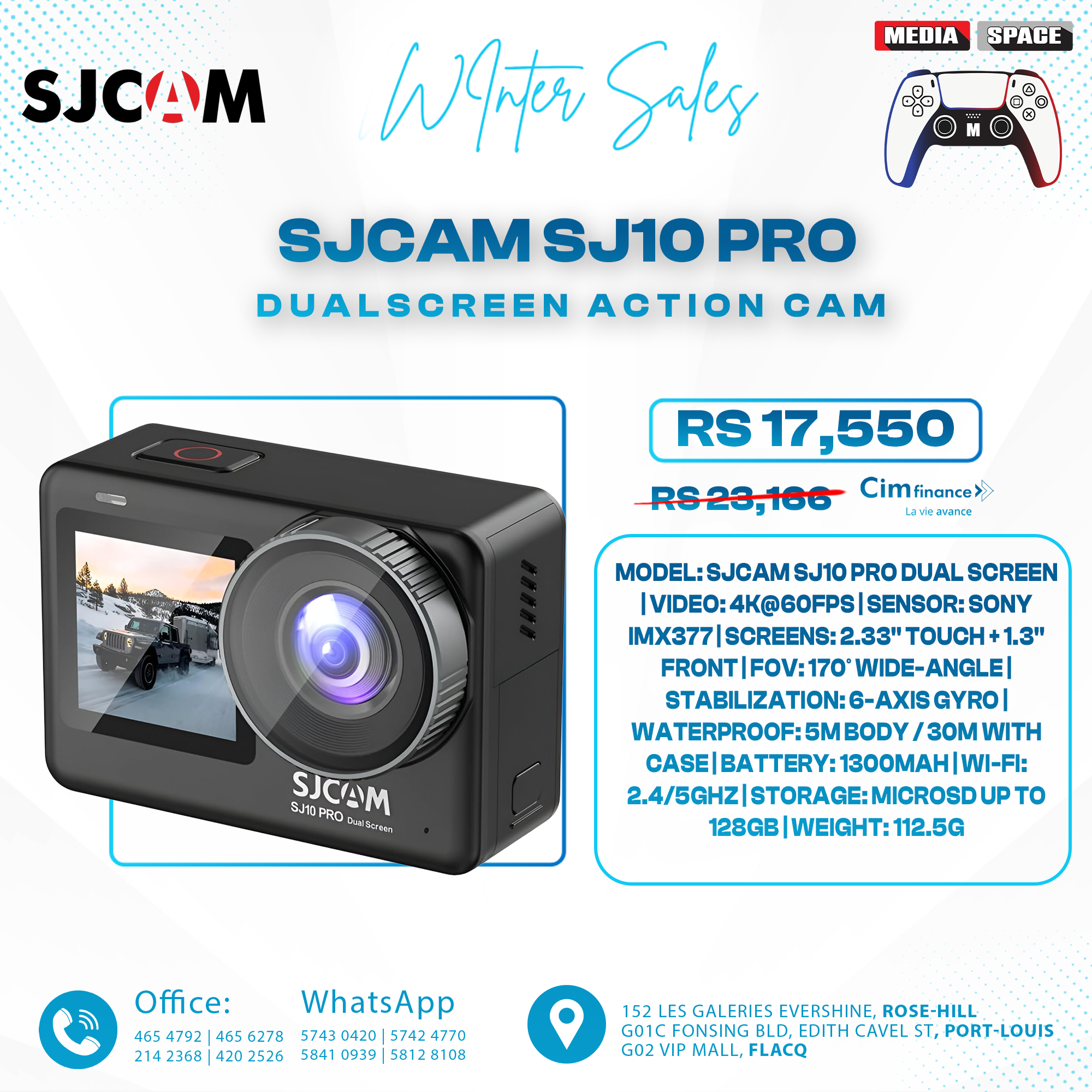 SJCAM | SJCAM SJ10 Pro Action Camera with 4K/60fps Video 6‑Axis Gyro Stabilization 5m Bare Waterproof for Sports Vlogging Cycling Skiing