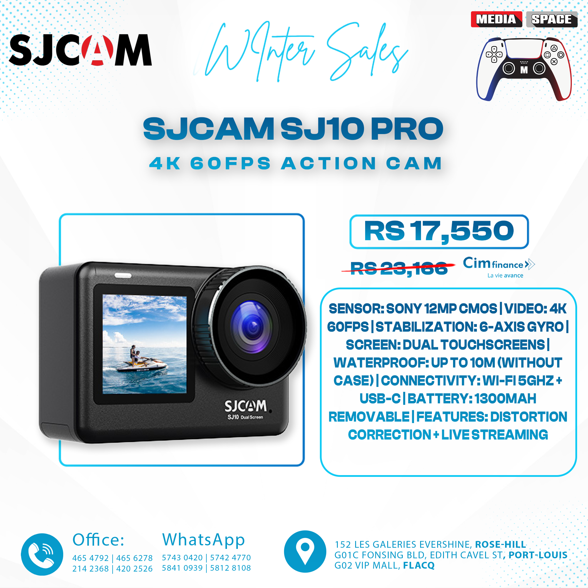 SJCAM | SJCAM SJ10 Pro Action Camera with 4K/60fps Video 6‑Axis Gyro Stabilization 5m Bare Waterproof for Sports Vlogging Cycling Skiing - Image 2