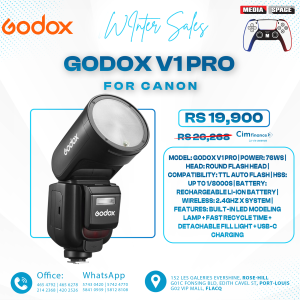 GODOX V1 Pro C V1Pro-C Flash for Canon, 2.4G TTL Round Head Camera Flash HSS 1/8000s Speedlite for Canon, 2980mAh Li-ion Battery, 500 Full Power Flashes, 10 Level LED Modeling Light