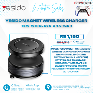 Yesido Magnet Wireless Vacuum Suction Cup Black C310