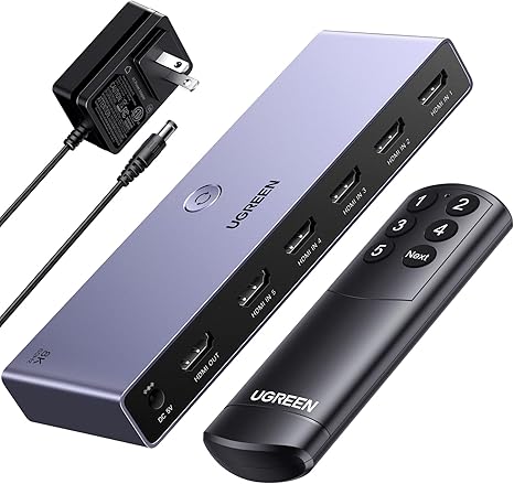 UGREEN 8K@60Hz HDMI Switch 5 in 1 Out, Aluminum, HDR10+, with Remote | 4K@240Hz, 40Gbps, VRR, CEC, Dolby, HDMI 2.1 Splitter, Compatible with PS5 Xbox Switch 2, Roku Apple TV, Fire Stick, HDCP 2.3 - Image 2