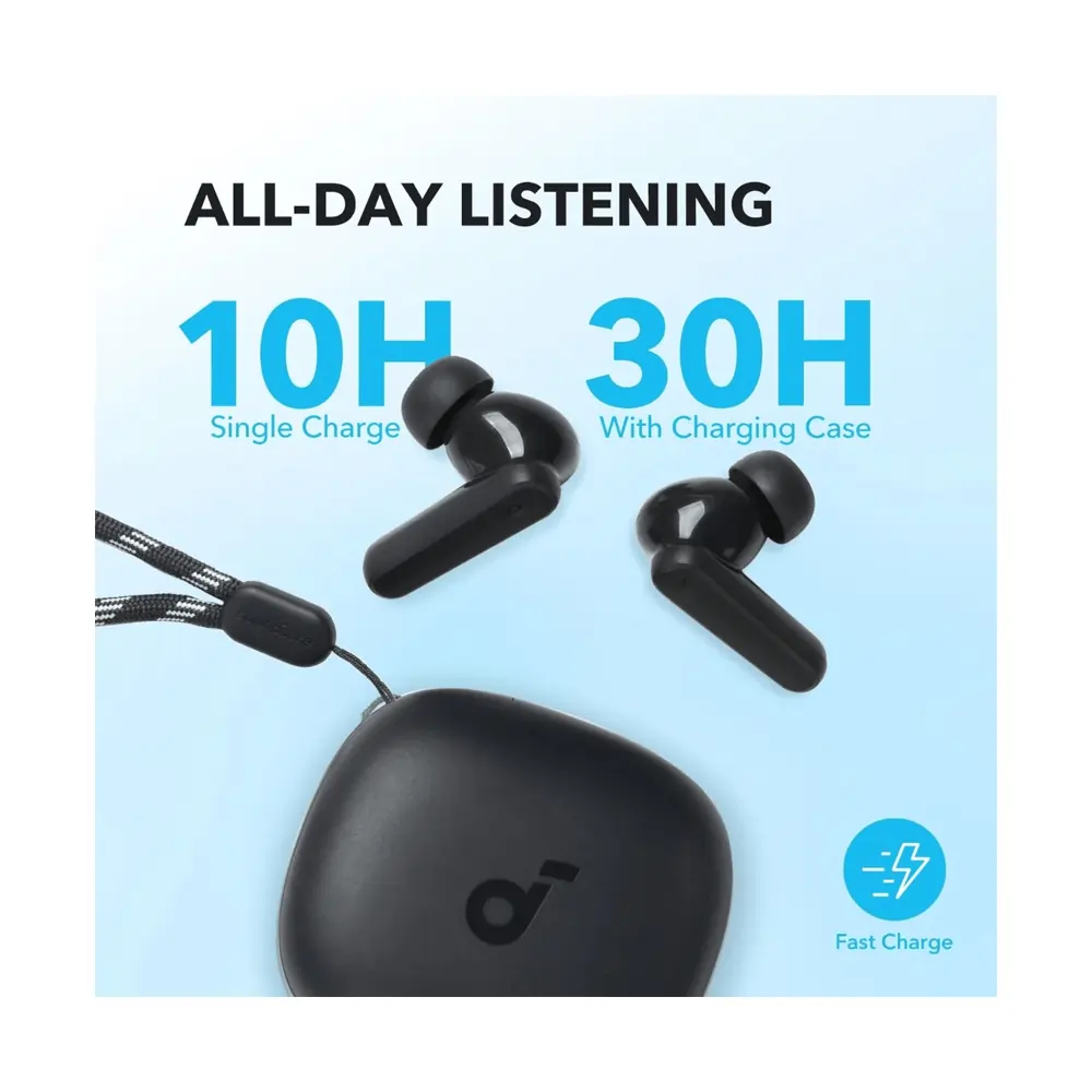 Anker Soundcore R50i Black True Wireless Earbuds with 10mm Drivers, Big Bass, Bluetooth 5.3, 30H Playtime, IPX5 Water Resistant, AI Clear Calls, 2 Mics, 18 Months Warranty, Black - Image 3