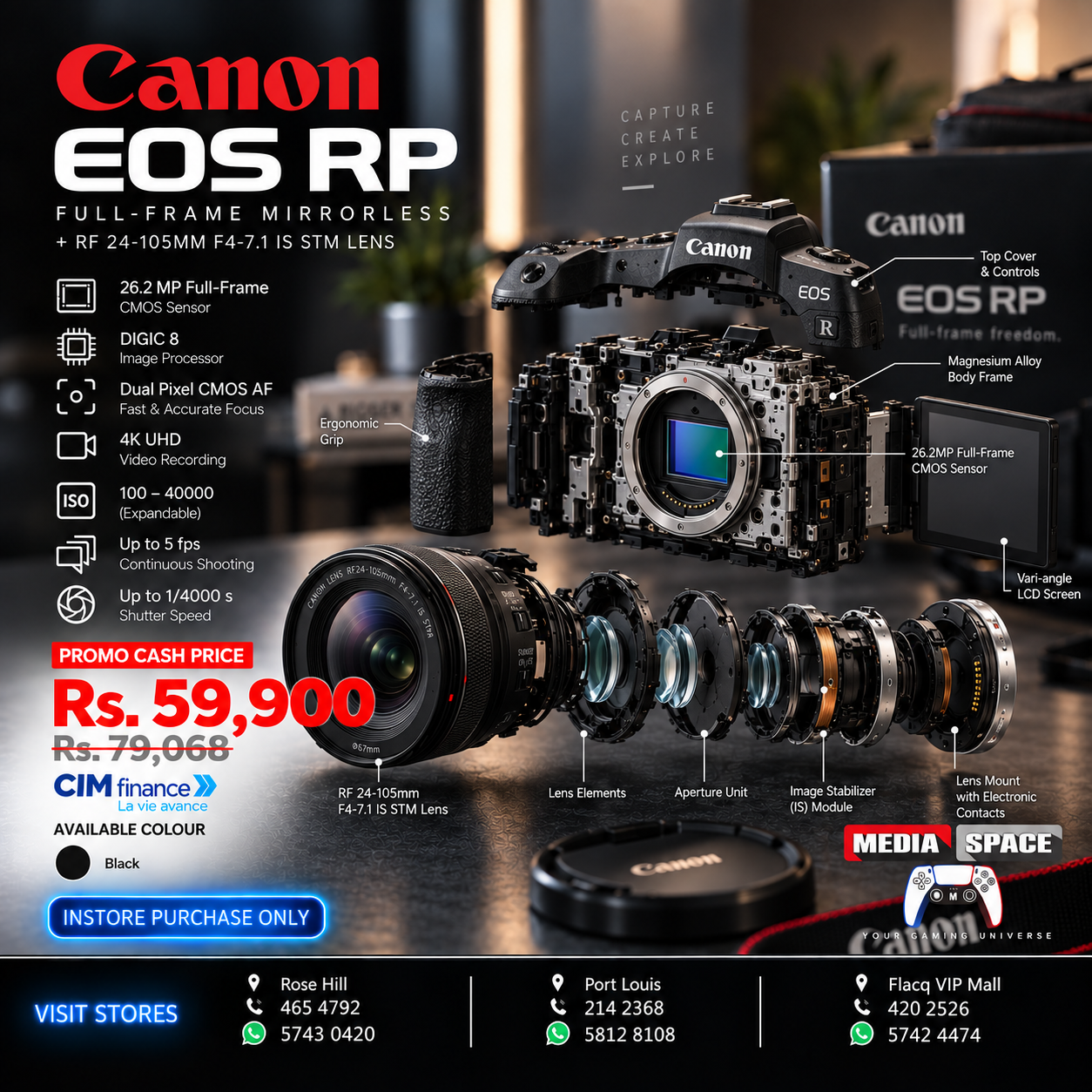 Canon EOS RP Full Frame Mirrorless Vlogging Portable Digital Camera with 26.2MP Full-Frame with lens 24-105 - Image 3
