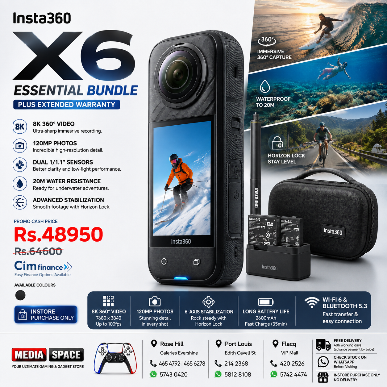 Insta360 X6 8K 360° Action Camera – 120MP Essential bundle - Image 2