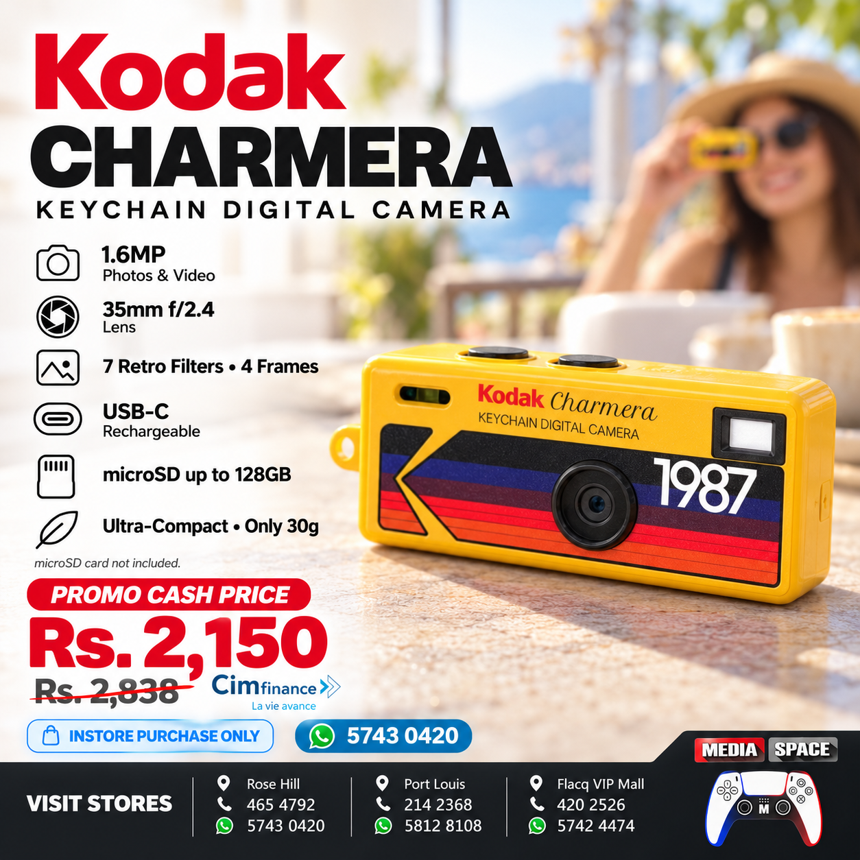 KODAK CHARMERA Keychain Digital Camera Blind Box Whole Set (6PC),Mini Camera,Digicam,Video Recording,Bag Charm,1.6 Megapixels,Micro SD Card Slot,for Beginners Teens and Adults