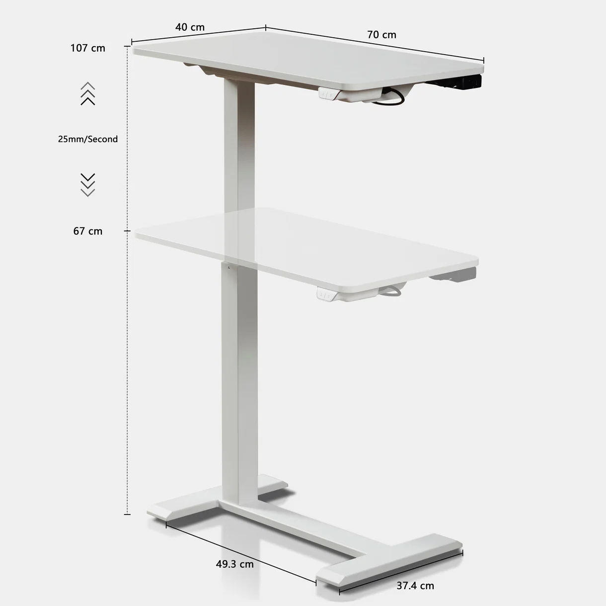 C shape Table Electric adjustable Desk on Wheels - Image 6