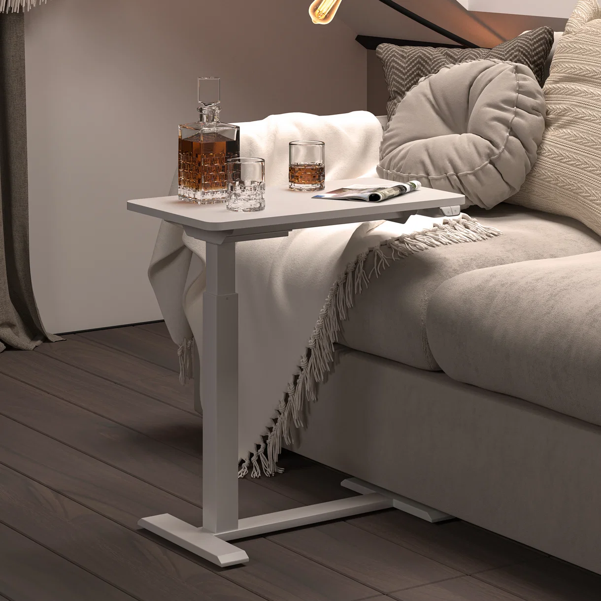 C shape Table Electric adjustable Desk on Wheels - Image 8