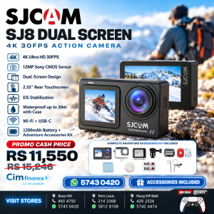 SJCAM SJ8 Dual Screen 16MP 4K30fps Sports Action Camera with Mic | 2.33" Dual Touch Screen Display | 140° Wide-Angle | Super Night Vision | 30m Waterproof |Digital Vlog Camera | Black