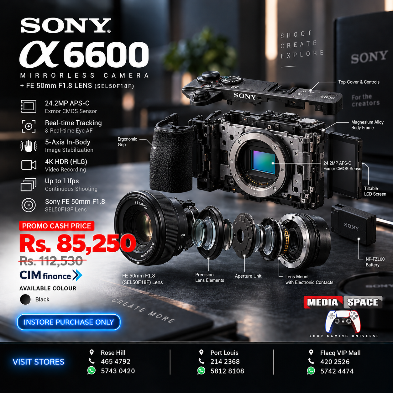 Sony Alpha 6600 BODY with Sony β FE 50mm F1.8 Standard Lens (SEL50F18F) - Image 3