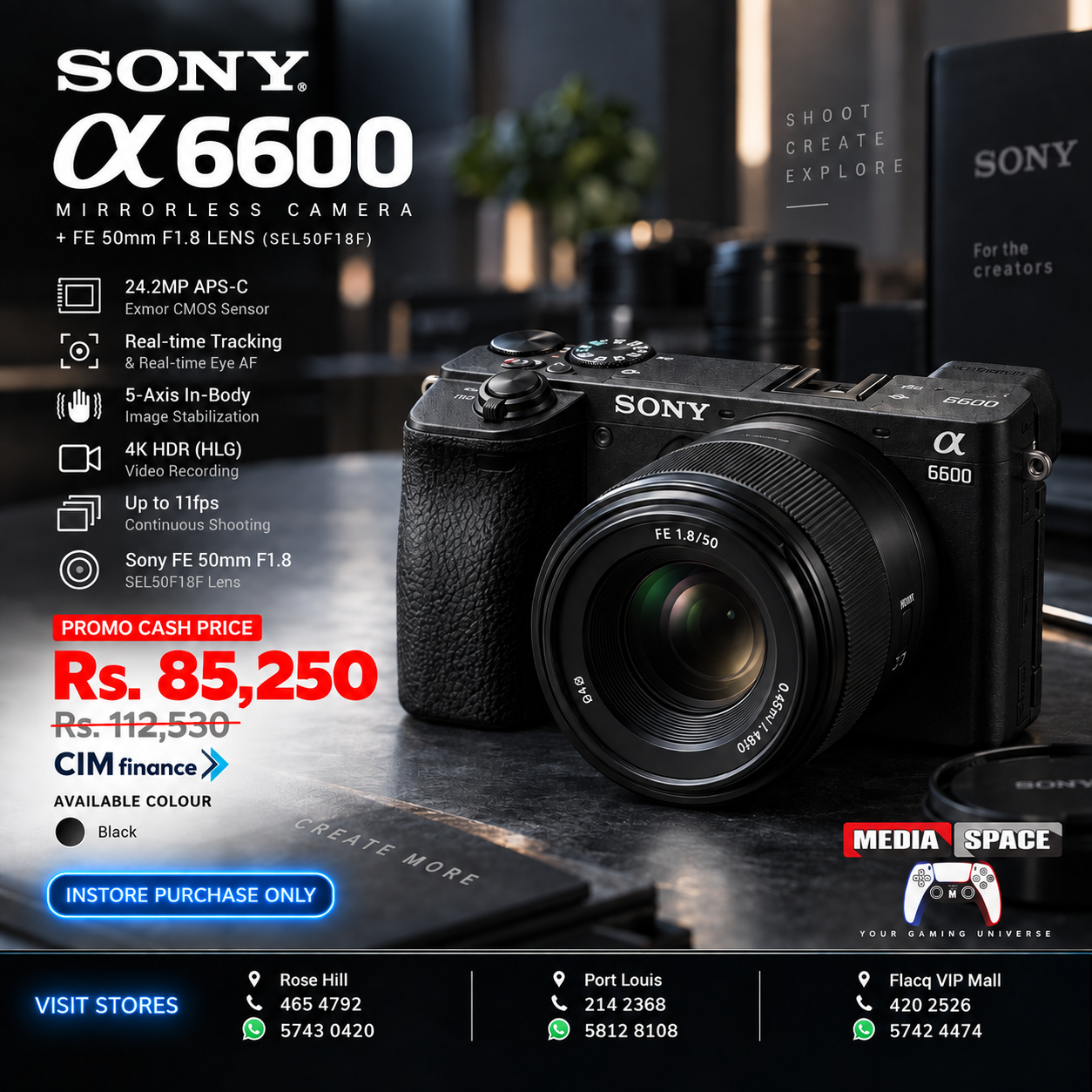 Sony Alpha 6600 BODY with Sony β FE 50mm F1.8 Standard Lens (SEL50F18F) - Image 2