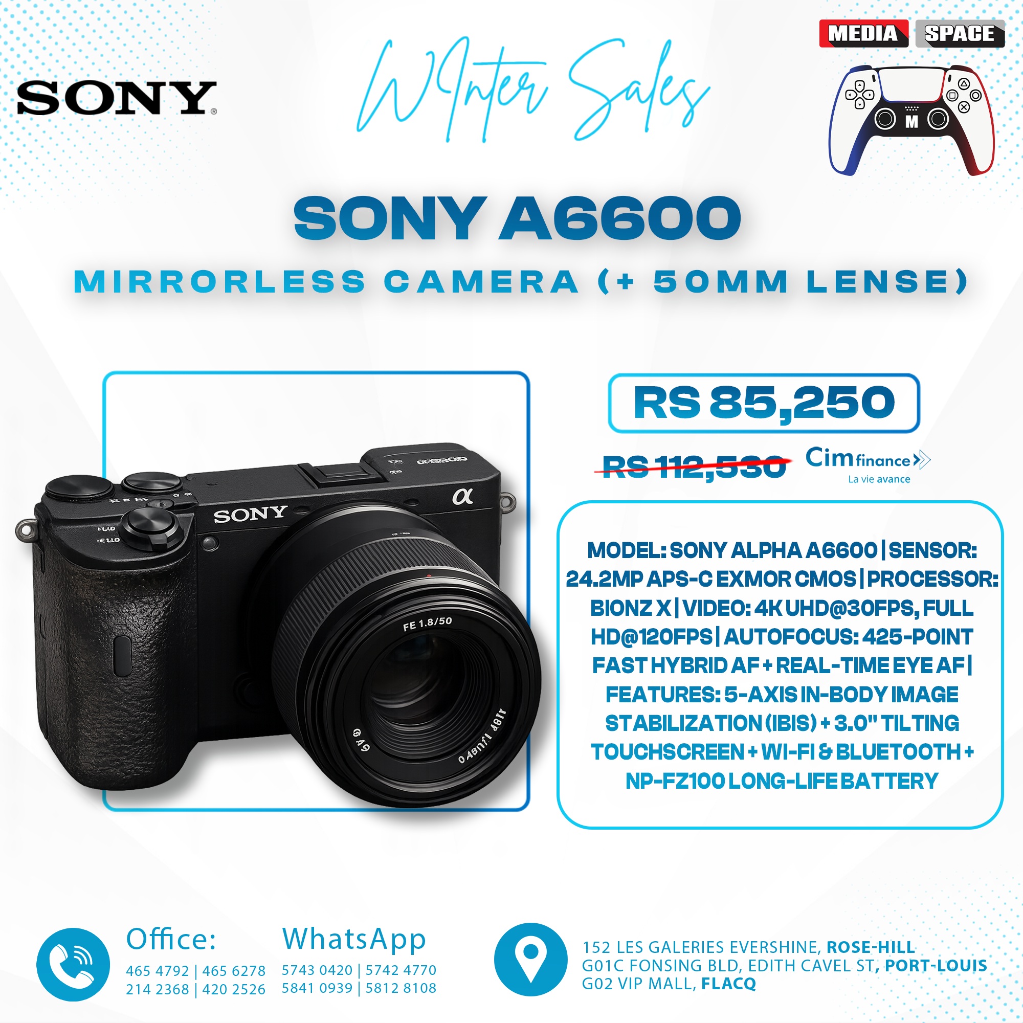 Sony Alpha 6600 BODY with Sony – FE 50mm F1.8 Standard Lens (SEL50F18F)
