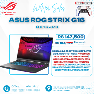 ROG Strix G16 Gaming Laptop, 16” FHD+ 165Hz Display, Intel Core i9 Processor 14900HX, NVIDIA GeForce RTX 5070, 32GB RAM, 1TB SSD, Windows 11 Home, G615JPR-AS96