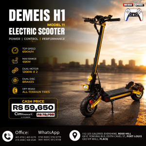 Demeis H1 model 11 electric scooter Dual motor 1200x2 dual disc brakes top speed 75km range 45km