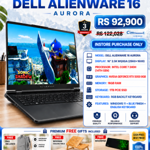 Dell Alienware 16 Aurora Gaming Laptop, 16" 2.5K 120Hz ComfortView Plus Display, Intel Core 7 240H, 16GB RAM, 1TB SSD, GeForce RTX 5050 8GB GPU, English KB, Win11, Interstellar Indigo | AC16250