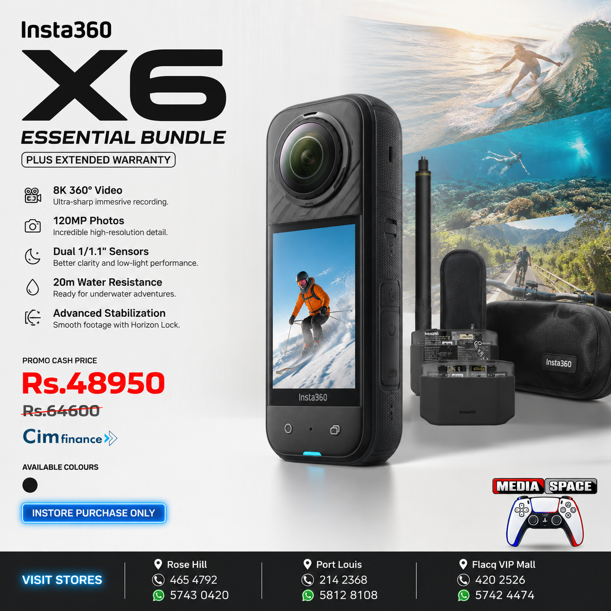 Insta360 X6 8K 360° Action Camera – 120MP Essential bundle