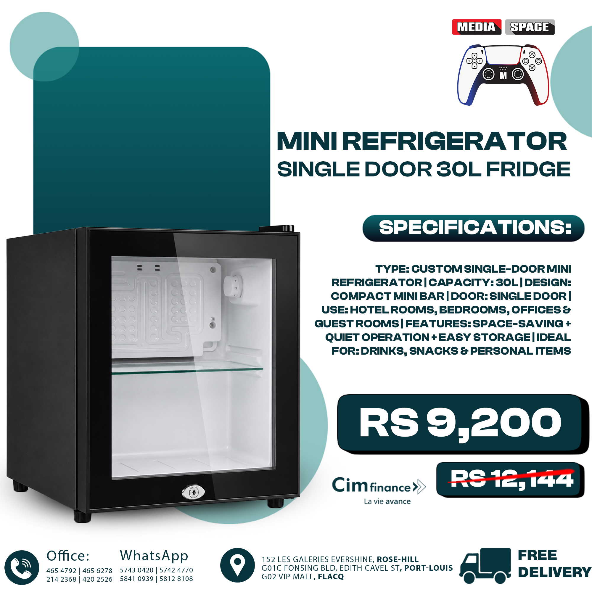 30L Mini Refrigerator Home Appliances Single Door Fridge